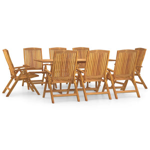 vidaXL 9 Piece Garden Dining Set Solid Wood Teak