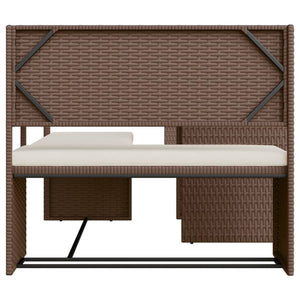 vidaXL Garden Sofa with Table and Cushions L-Shaped Brown Poly Rattan