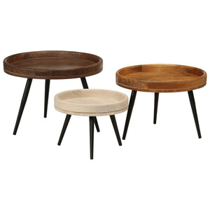 vidaXL Round Coffee Tables 3 pcs Solid Wood Mango