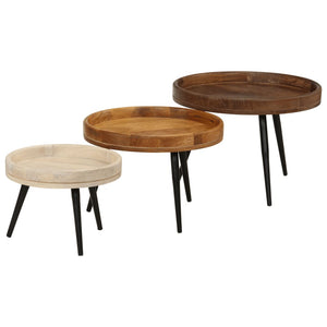 vidaXL Round Coffee Tables 3 pcs Solid Wood Mango