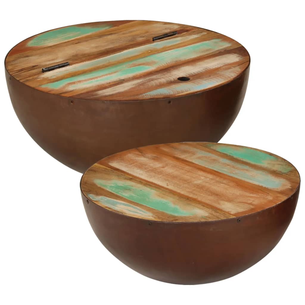 vidaXL Bowl-shaped Coffee Tables 2 pcs Solid Wood Reclaimed