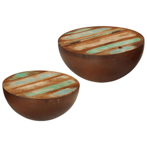 vidaXL Bowl-shaped Coffee Tables 2 pcs Solid Wood Reclaimed