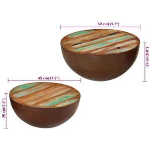 vidaXL Bowl-shaped Coffee Tables 2 pcs Solid Wood Reclaimed