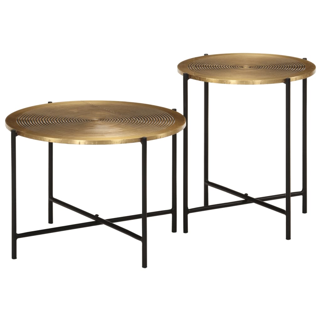 vidaXL Coffee Tables 2 pcs Brass and Black Metal