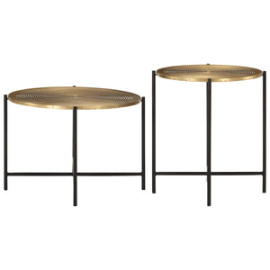 vidaXL Coffee Tables 2 pcs Brass and Black Metal