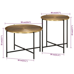 vidaXL Coffee Tables 2 pcs Brass and Black Metal