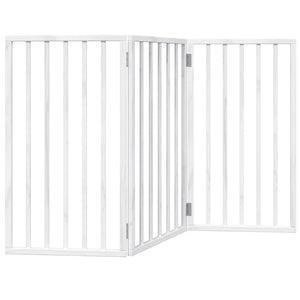 vidaXL Dog Gate Foldable 3 Panels White 150 cm Poplar Wood