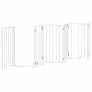 vidaXL Dog Gate with Door Foldable 6 Panels White 300 cm Poplar Wood