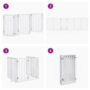 vidaXL Dog Gate with Door Foldable 6 Panels White 300 cm Poplar Wood