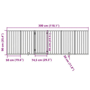 vidaXL Dog Gate with Door Foldable 6 Panels White 300 cm Poplar Wood