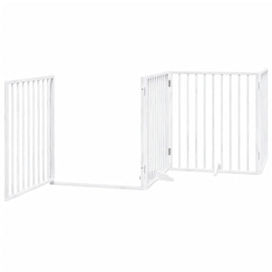 vidaXL Dog Gate with Door Foldable 4 Panels White 320 cm Poplar Wood