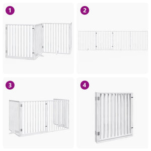 vidaXL Dog Gate with Door Foldable 4 Panels White 320 cm Poplar Wood