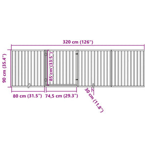 vidaXL Dog Gate with Door Foldable 4 Panels White 320 cm Poplar Wood