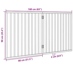 vidaXL Dog Gate Foldable 2 Panels Black 160 cm Poplar Wood