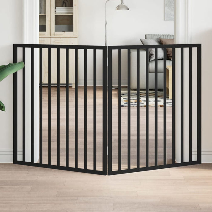 vidaXL Dog Gate Foldable 2 Panels Black 160 cm Poplar Wood