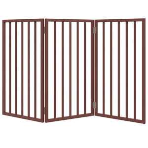 vidaXL Dog Gate Foldable 3 Panels Brown 150 cm Poplar Wood