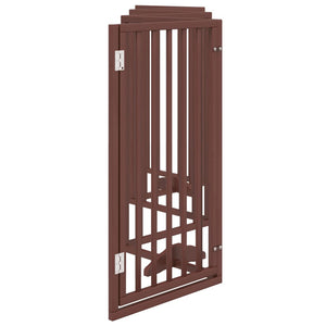 vidaXL Dog Gate with Door Foldable 6 Panels Brown 300 cm Poplar Wood