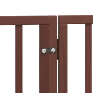 vidaXL Dog Gate with Door Foldable 6 Panels Brown 300 cm Poplar Wood