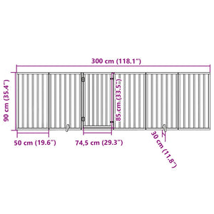 vidaXL Dog Gate with Door Foldable 6 Panels Brown 300 cm Poplar Wood