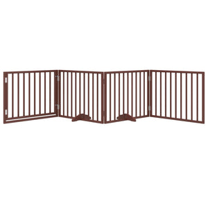 vidaXL Dog Gate with Door Foldable 4 Panels Brown 320 cm Poplar Wood