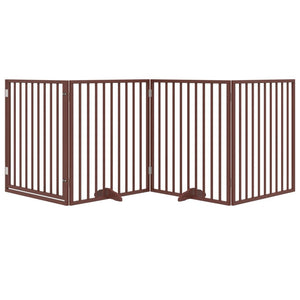 vidaXL Dog Gate with Door Foldable 4 Panels Brown 320 cm Poplar Wood