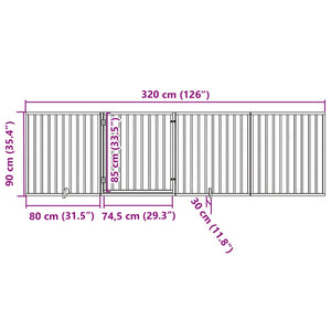 vidaXL Dog Gate with Door Foldable 4 Panels Brown 320 cm Poplar Wood