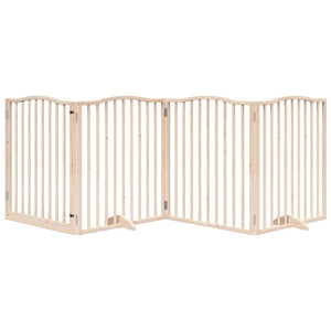 vidaXL Dog Gate with Door Foldable 4 Panels 320 cm Poplar Wood