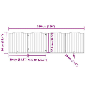 vidaXL Dog Gate with Door Foldable 4 Panels 320 cm Poplar Wood