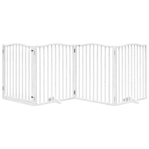 vidaXL Dog Gate with Door Foldable 4 Panels White 320 cm Poplar Wood