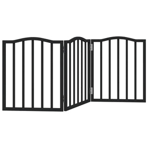 vidaXL Dog Gate Foldable 3 Panels Black 150 cm Poplar Wood