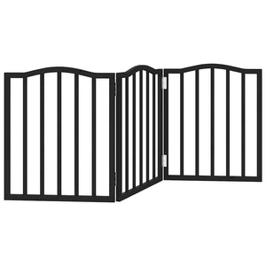 vidaXL Dog Gate Foldable 3 Panels Black 150 cm Poplar Wood