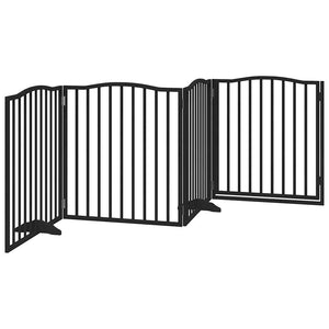 vidaXL Dog Gate with Door Foldable 4 Panels Black 320 cm Poplar Wood