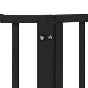 vidaXL Dog Gate with Door Foldable 4 Panels Black 320 cm Poplar Wood