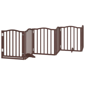 vidaXL Dog Gate with Door Foldable 6 Panels Brown Oak 300 cm Poplar Wood