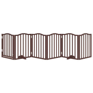 vidaXL Dog Gate with Door Foldable 6 Panels Brown Oak 300 cm Poplar Wood