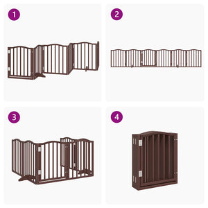 vidaXL Dog Gate with Door Foldable 6 Panels Brown Oak 300 cm Poplar Wood