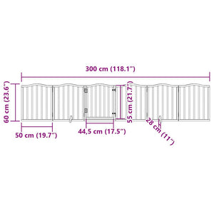 vidaXL Dog Gate with Door Foldable 6 Panels Brown Oak 300 cm Poplar Wood