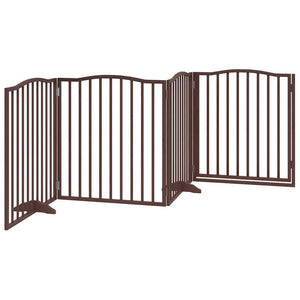 vidaXL Dog Gate with Door Foldable 4 Panels Brown Oak 320 cm Poplar Wood