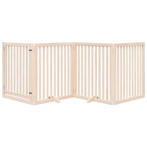 vidaXL Dog Gate with Door Foldable 4 Panels 320 cm Poplar Wood