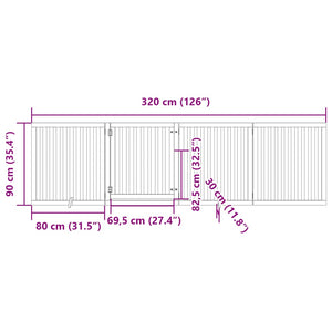 vidaXL Dog Gate with Door Foldable 4 Panels 320 cm Poplar Wood