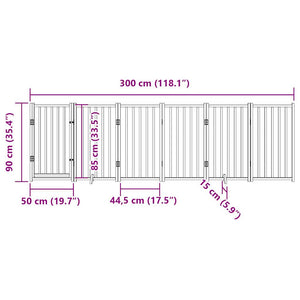 vidaXL Dog Gate with Door Foldable 6 Panels 300 cm Solid Wood Fir