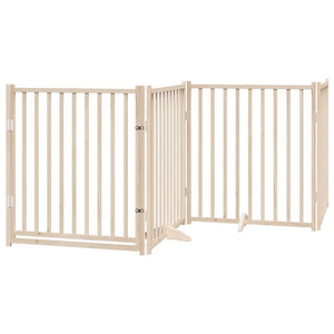 vidaXL Dog Gate with Door Foldable 4 Panels 320 cm Solid Wood Fir