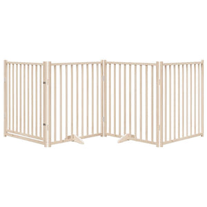 vidaXL Dog Gate with Door Foldable 4 Panels 320 cm Solid Wood Fir