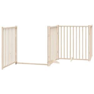 vidaXL Dog Gate with Door Foldable 4 Panels 320 cm Solid Wood Fir