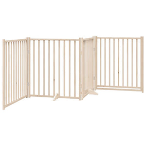 vidaXL Dog Gate with Door Foldable 4 Panels 320 cm Solid Wood Fir