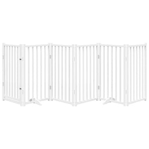 vidaXL Dog Gate with Door Foldable 6 Panels White 300 cm Solid Wood Fir