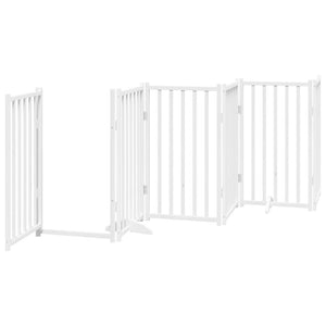 vidaXL Dog Gate with Door Foldable 6 Panels White 300 cm Solid Wood Fir