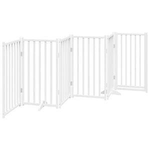 vidaXL Dog Gate with Door Foldable 6 Panels White 300 cm Solid Wood Fir