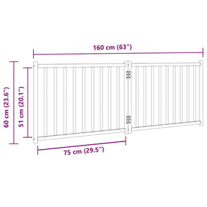 vidaXL Dog Gate Foldable 2 Panels White 160 cm Solid Wood Fir