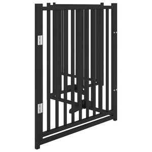 vidaXL Dog Gate with Door Foldable 4 Panels Black 320 cm Solid Wood Fir